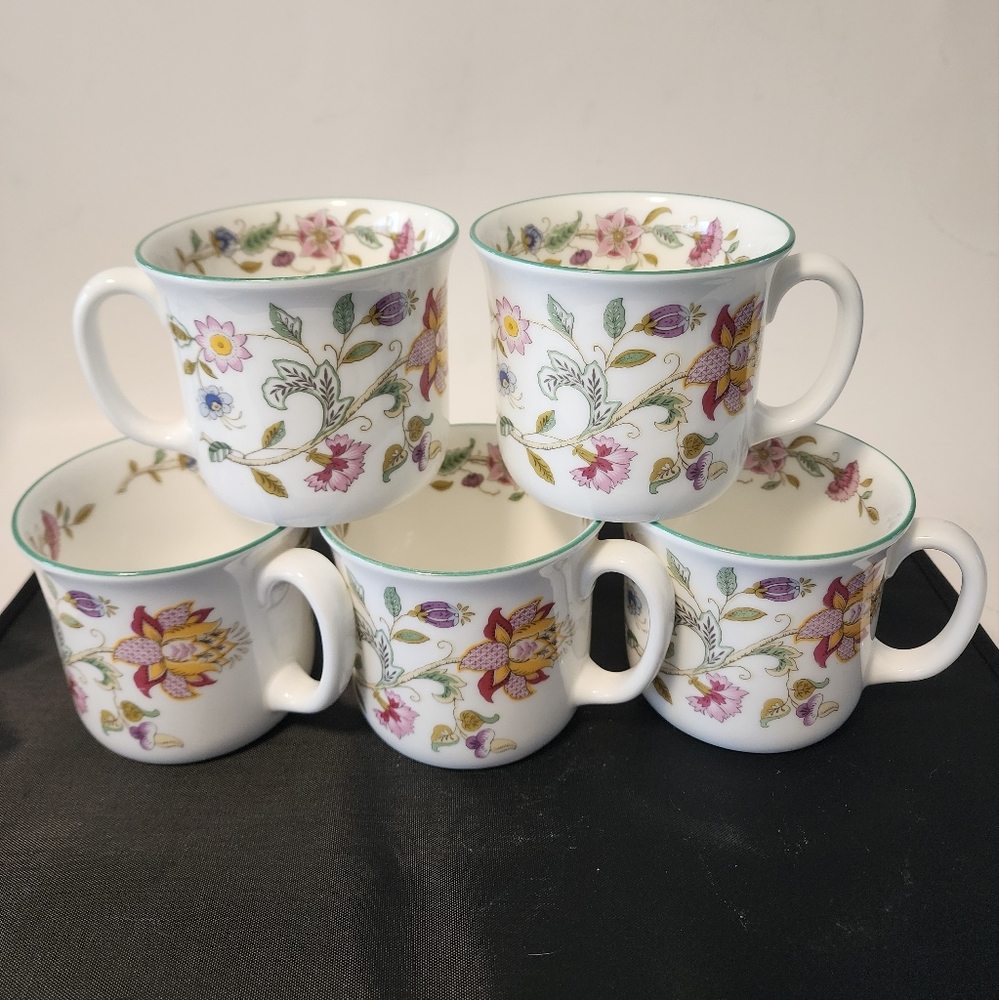 Minton Haddon Hall Millennium Tea / Coffee Mugs 9 cm Wide 7.7 cm High Set of 5